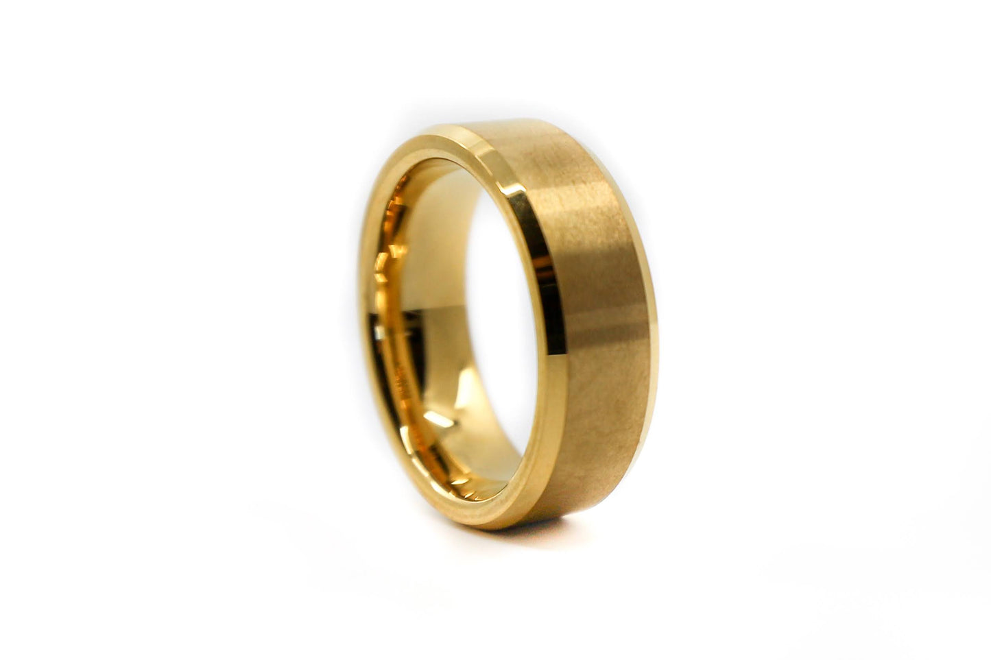 gold flat mens wedding band