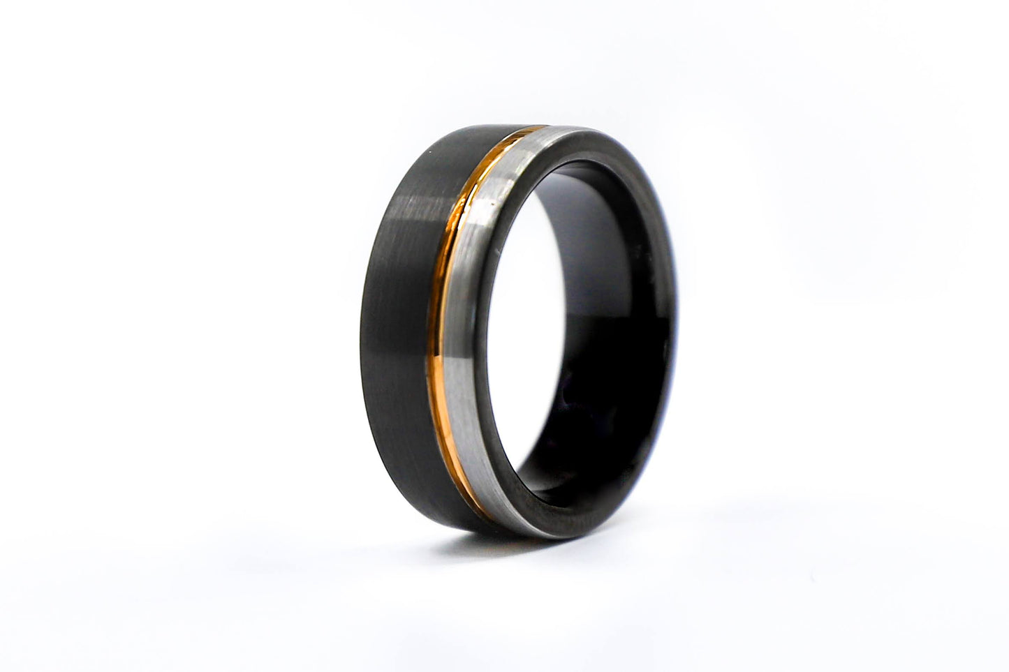 black gold silver mens wedding band