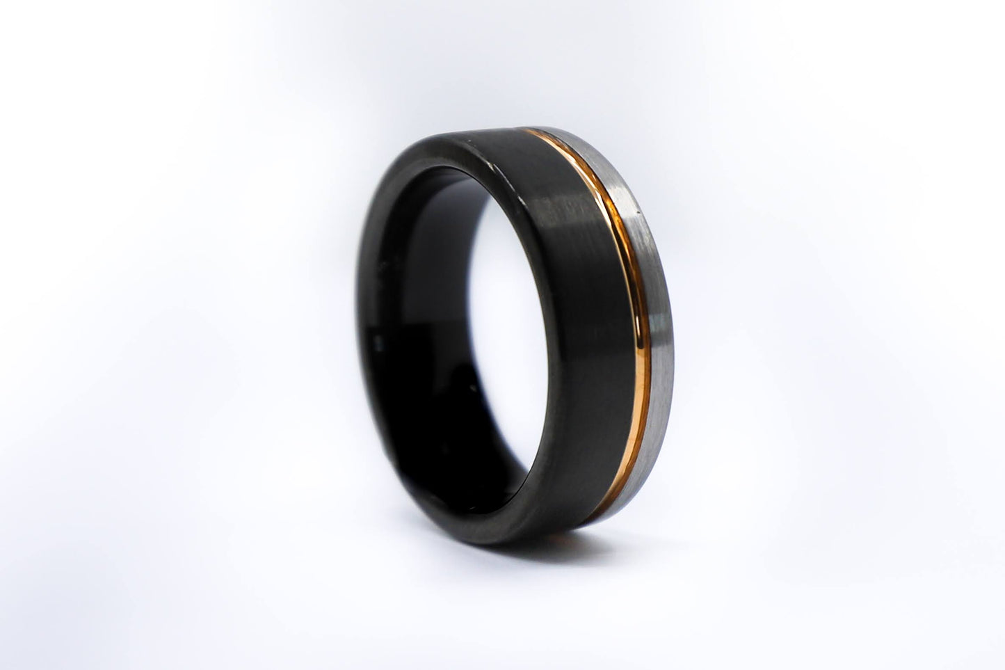 black gold silver mens wedding band